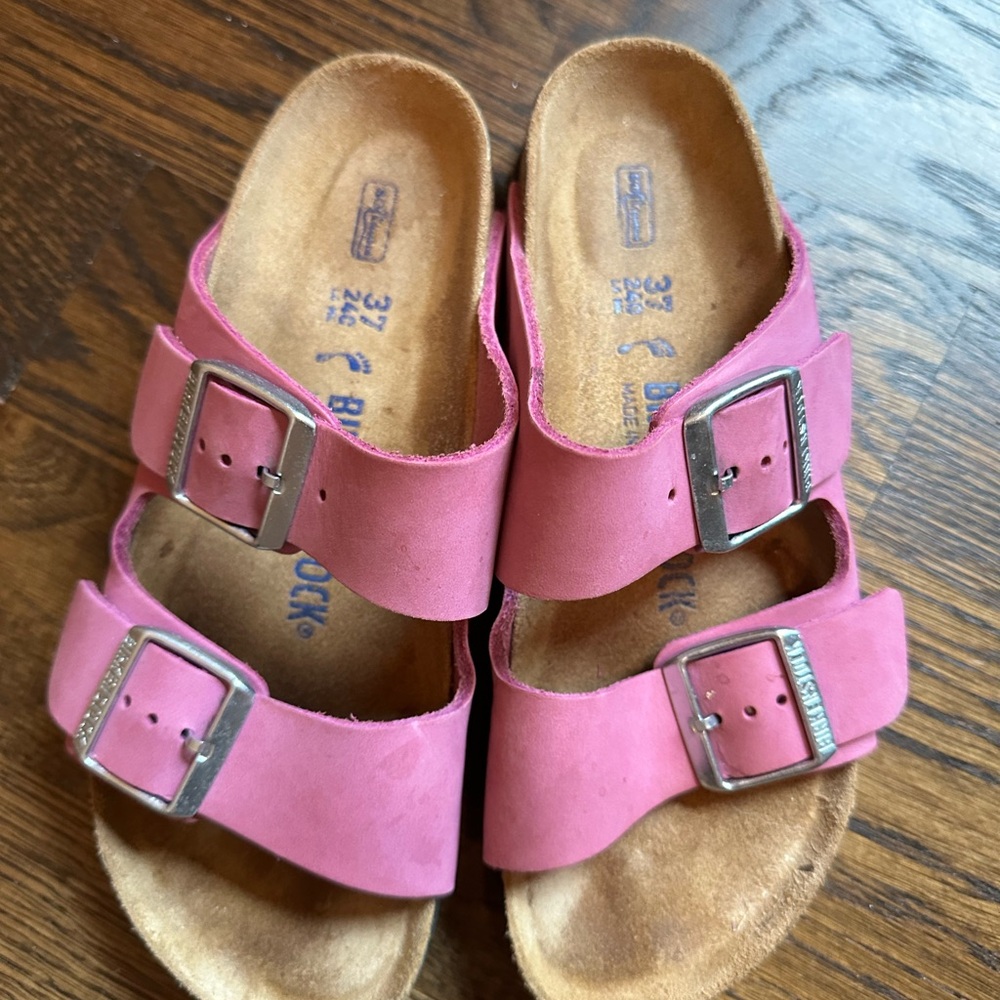 Birkenstock Pink Arizona Sandals with Contoured Footbed